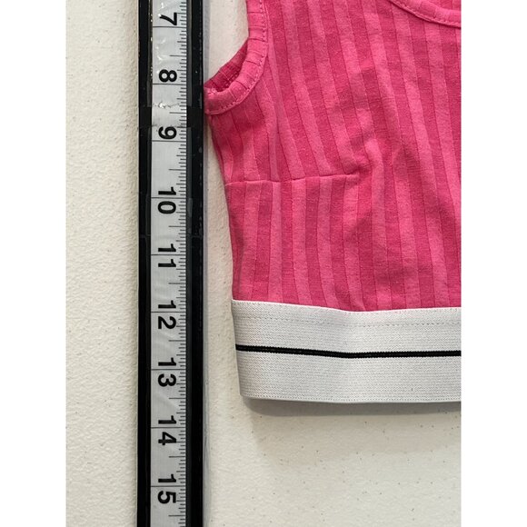 Forever 21 Pink Ribbed Crop Tank Top Women’s Medium Sleeveless Casual Tee - Picture 7 of 12
